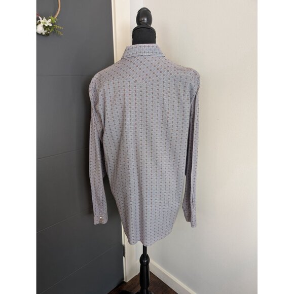 Trevero Purple Gray Floral Western Style Pearl Snap - XL - Picture 4 of 10